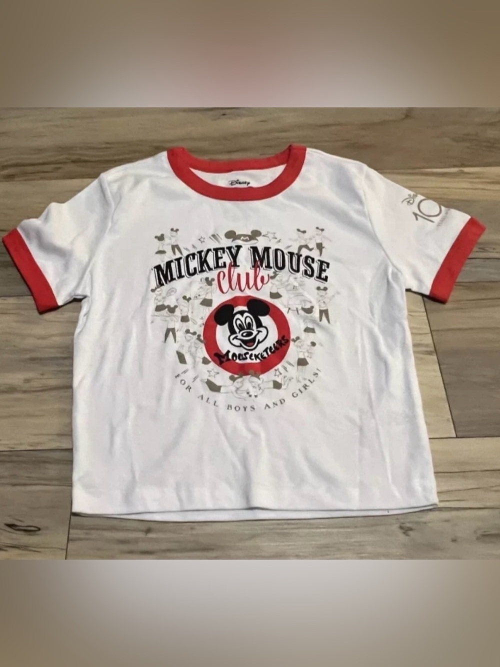 Disney-Mickey Mouse White & Red - 100 Years Of Wonder - Women's Medium - Cropped